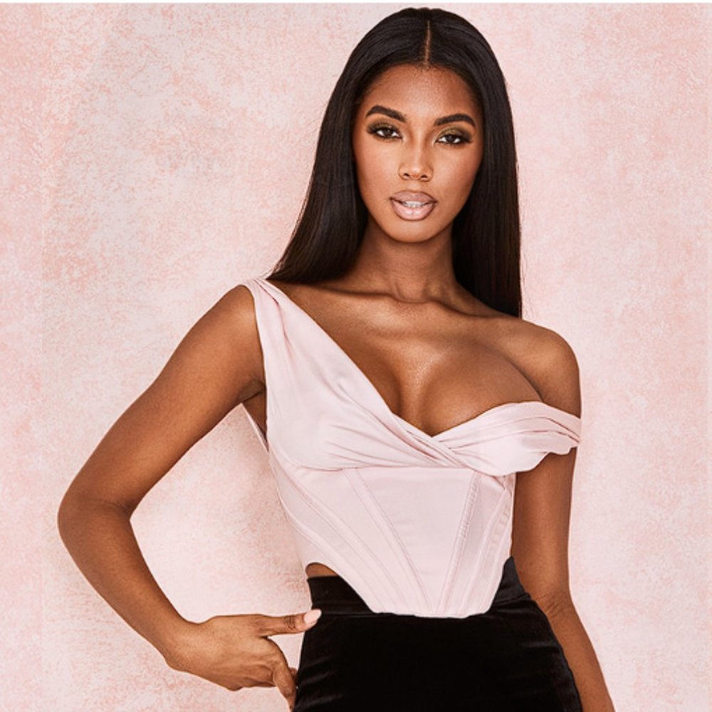 HOUSE OF CB 'Giuseppina' Blush Satin Bustier Corset NWOT - Picture 4 of 11